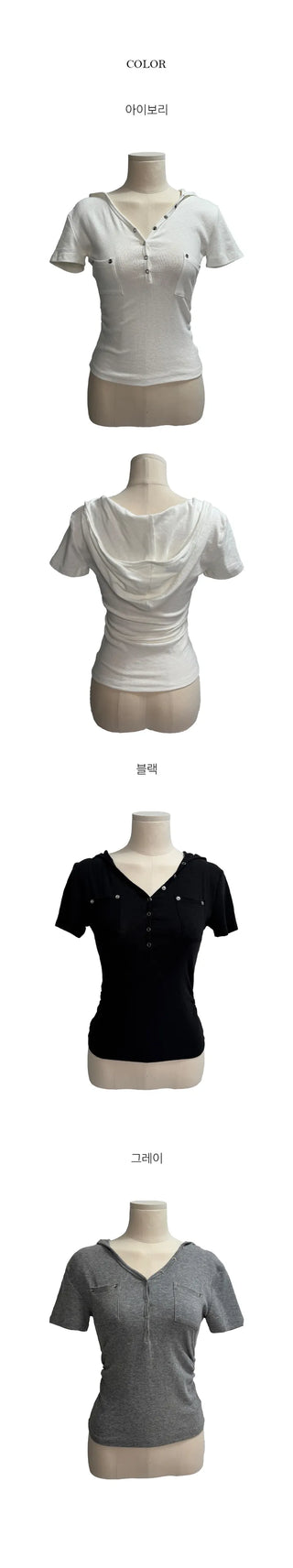 Chief Snap Pocket Hoodie Short Sleeve T-shirt