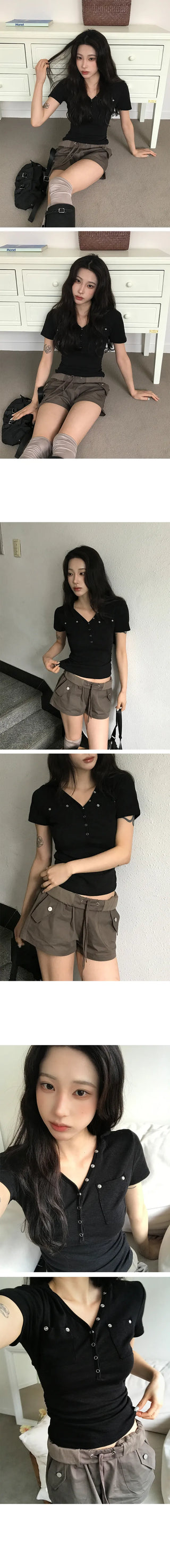 Chief Snap Pocket Hoodie Short Sleeve T-shirt