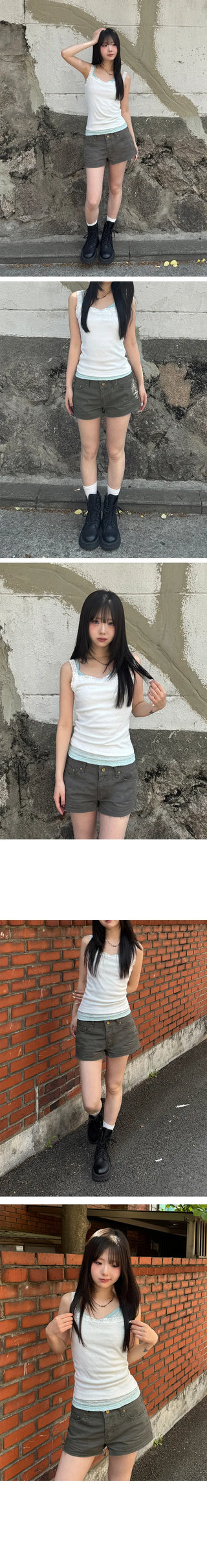Zephy Vintage Damaged Cotton Shorts