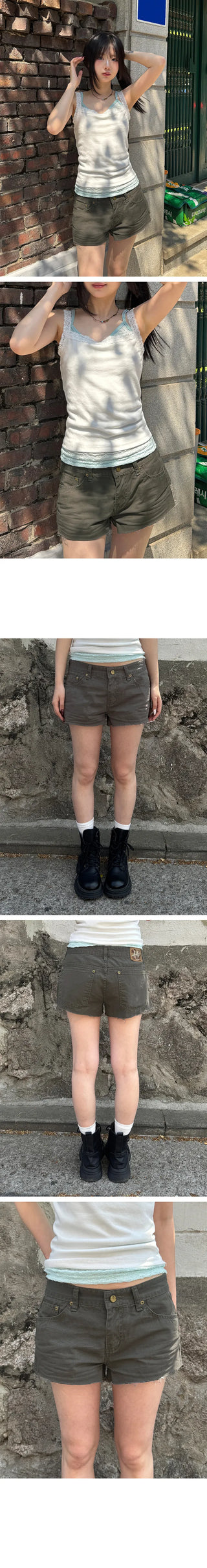 Zephy Vintage Damaged Cotton Shorts