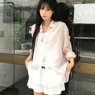 Same-day Shipping  Girly Wrinkle Long Sleeve Shirt