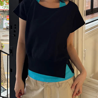Taya Waffle Layered Sleeveless Short Sleeve Set