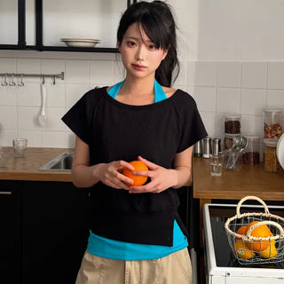 Taya Waffle Layered Sleeveless Short Sleeve Set