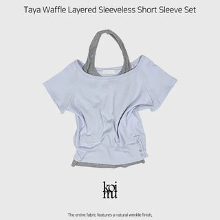 Taya Waffle Layered Sleeveless Short Sleeve Set