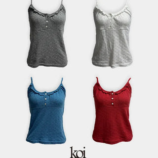 Colon Punching Button Frill Sleeveless Top