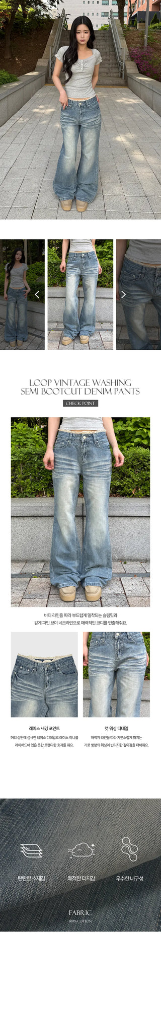 Loop Vintage Washed Semi Bootcut Denim Pants