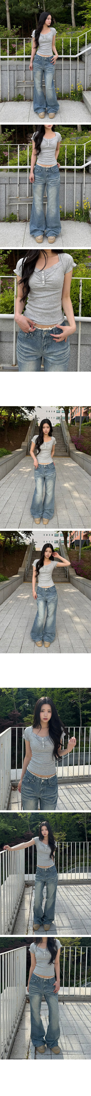 Loop Vintage Washed Semi Bootcut Denim Pants