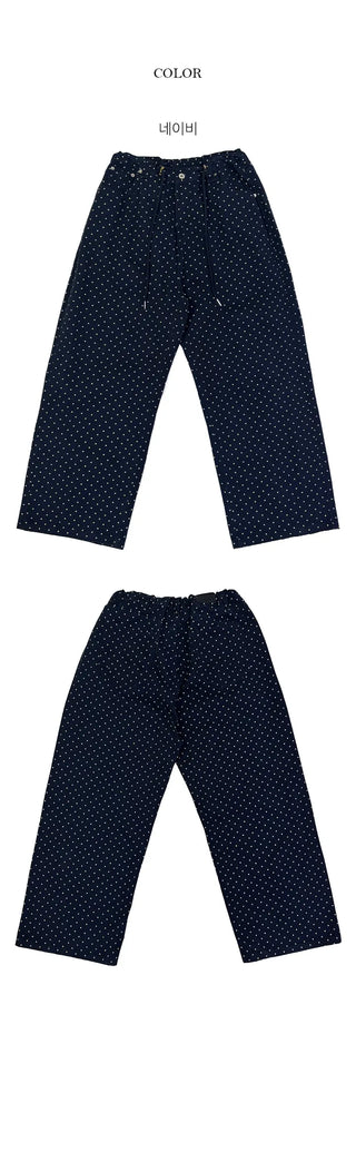 Chubby Dot String Wide Cotton Pants