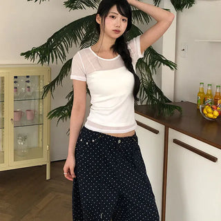 Chubby Dot String Wide Cotton Pants