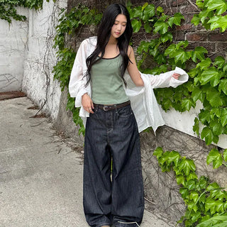 Kyoka Raw Denim Wide-Leg Pants