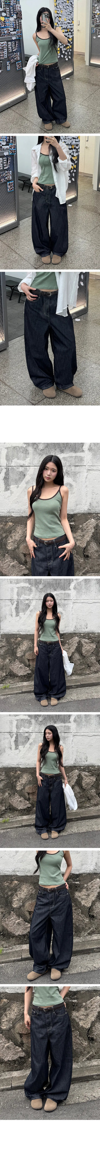 Kyoka Raw Denim Wide-Leg Pants