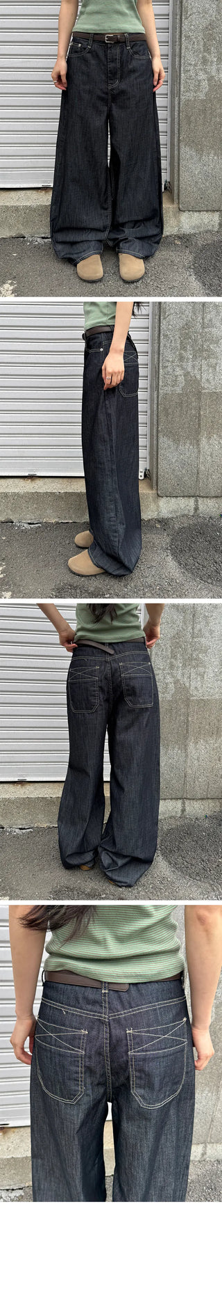 Kyoka Raw Denim Wide-Leg Pants