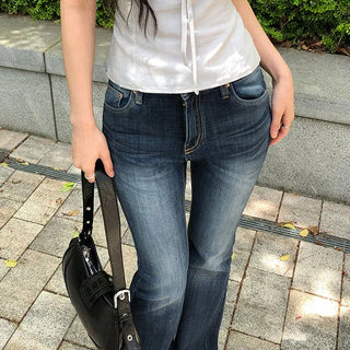 Kezle Back Pocket Washed Bootcut Denim Pants