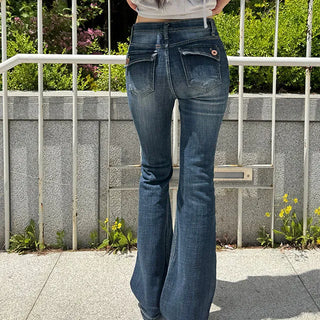 Kezle Back Pocket Washed Bootcut Denim Pants