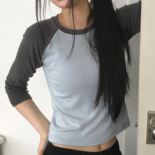 Anshu Raglan Sleeve Color Block T-shirt