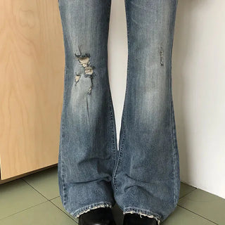Coze Vintage Damaged Low Bootcut Denim Pants