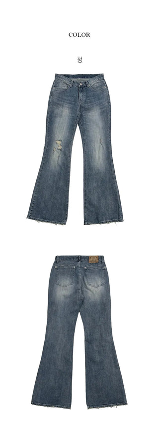 Coze Vintage Damaged Low Bootcut Denim Pants