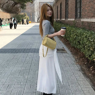 Drape Frill Knot Long Skirt