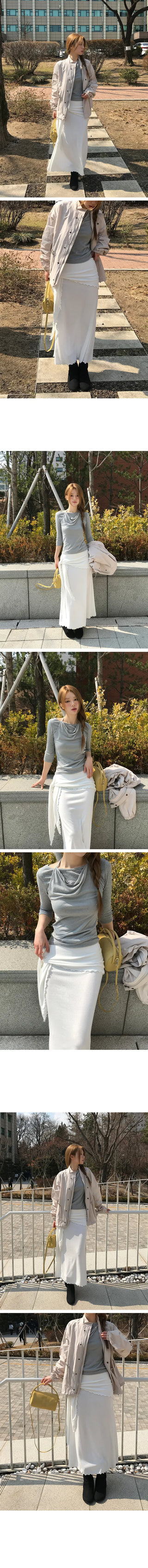 Drape Frill Knot Long Skirt