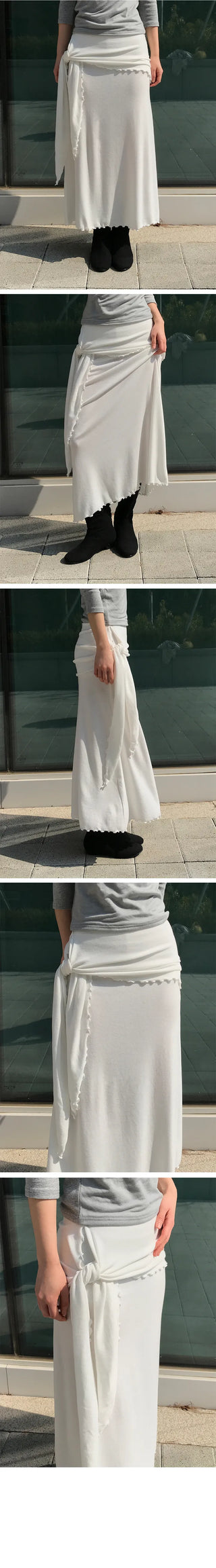Drape Frill Knot Long Skirt