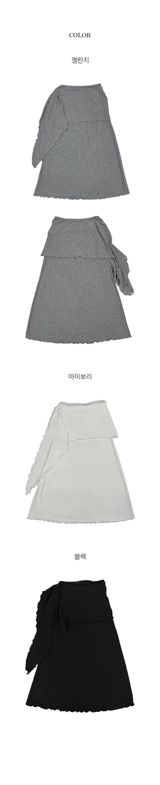 Drape Frill Knot Long Skirt