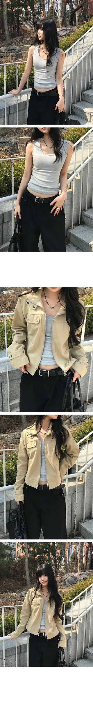 New Basic Round Sleeveless Top