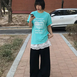 Nua Oversized Lettering Short Sleeve T-shirt