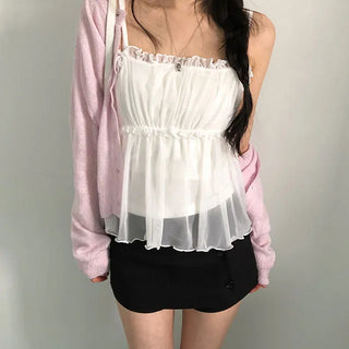 Riri Sherbet Shirred Sleeveless Blouse