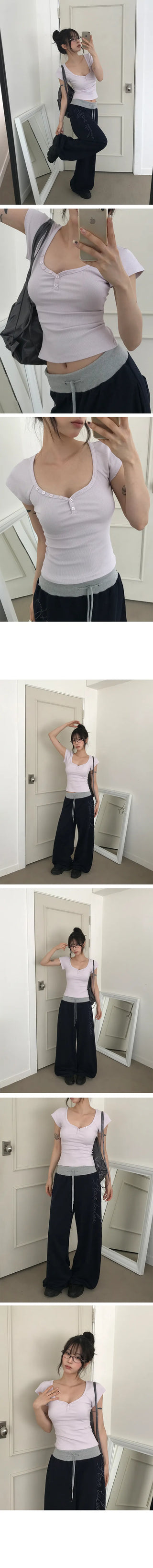 Soffer Raglan Front Button Crop Top