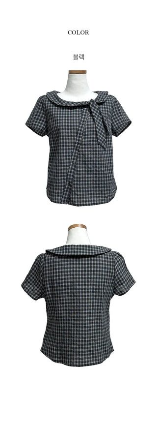 Milk Check Short Sleeve Blouse