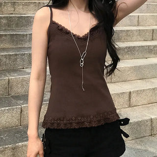 Rocky Lace Frill V-neck Sleeveless Top