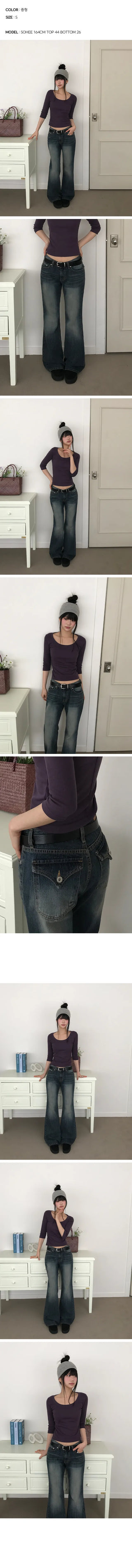 Ricky Back Pocket Low Bootcut Washed Denim Pants