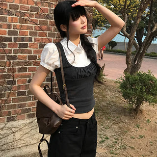 Rosin Slim Layered Collar Puff Shirt