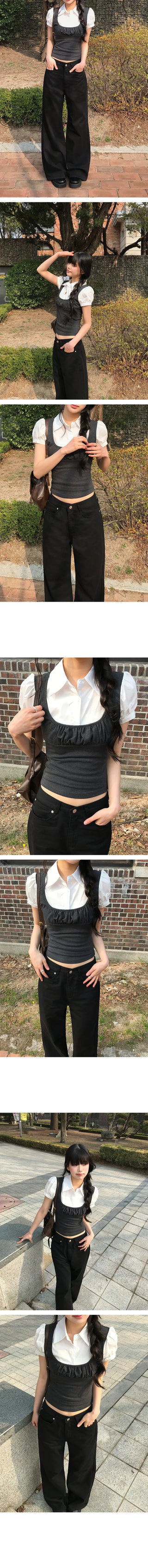 Rosin Slim Layered Collar Puff Shirt