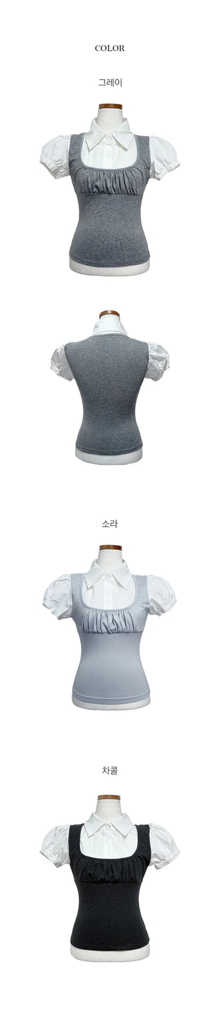 Rosin Slim Layered Collar Puff Shirt