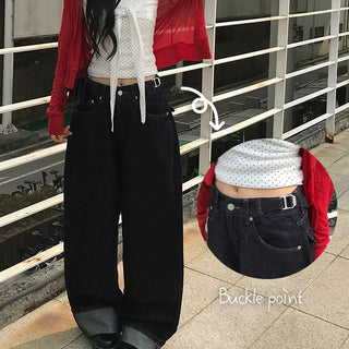 Polu Buckle Pocket Raw Denim Wide Roll-up Pants