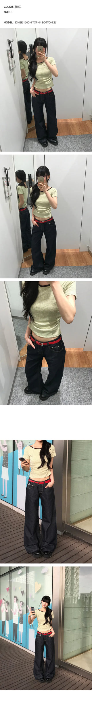 Freefor Low-Rise Raw Denim Bootcut Pants