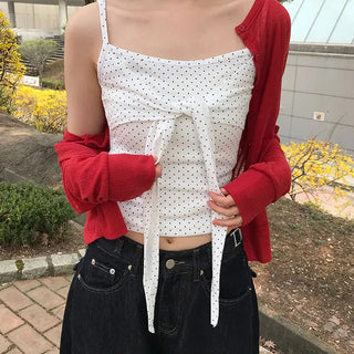 Rabbit Dot Ribbon Sleeveless Sleeveless Top