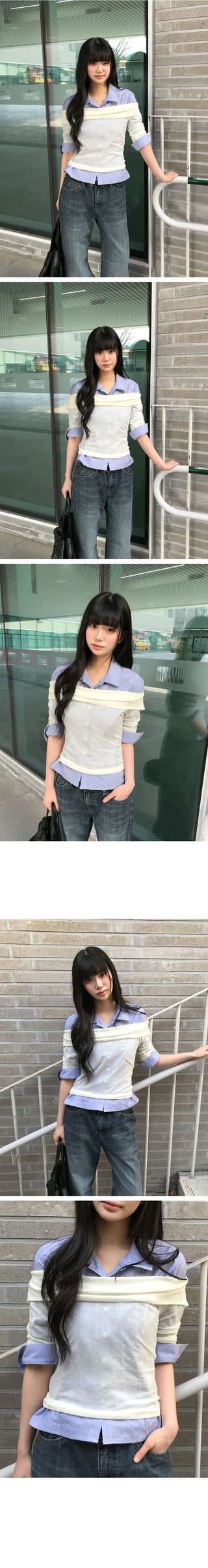 Sealing Off-Shoulder Long Sleeve Tee