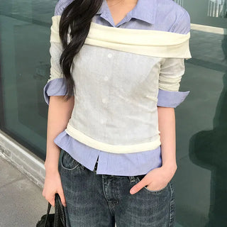 Sealing Off-Shoulder Long Sleeve Tee