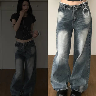Folding Waist Denim Pants