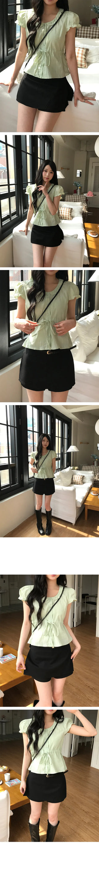 Merry Punching Short Sleeve Blouse