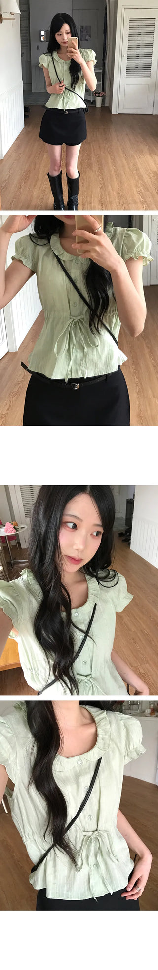 Merry Punching Short Sleeve Blouse