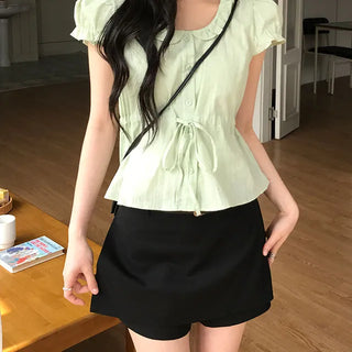 Merry Punching Short Sleeve Blouse