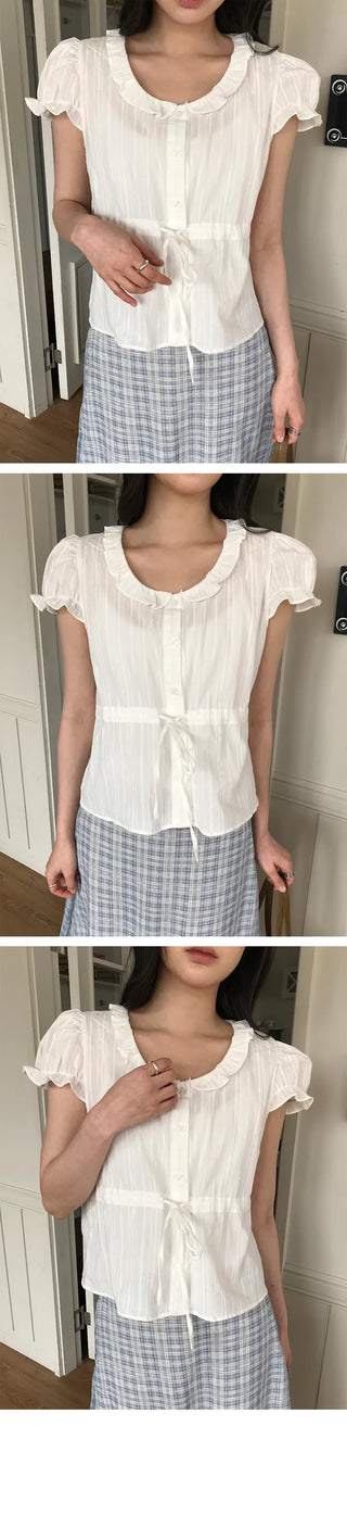Merry Punching Short Sleeve Blouse