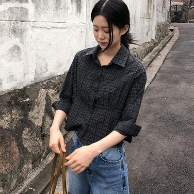Mati Check Line Pintuck Shirt