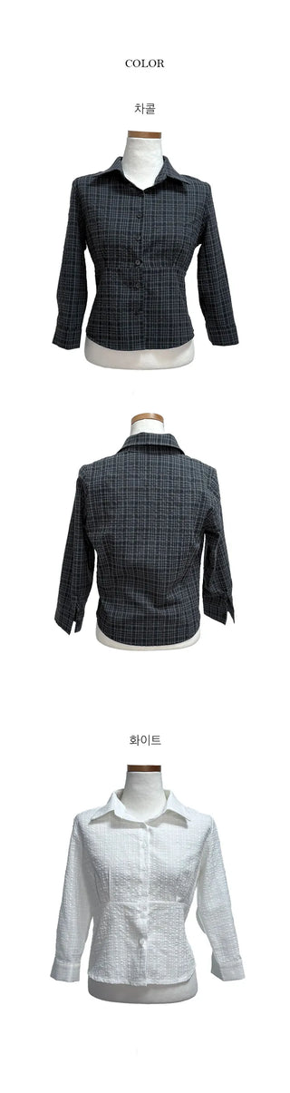Mati Check Line Pintuck Shirt