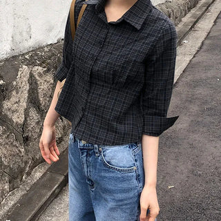 Mati Check Line Pintuck Shirt