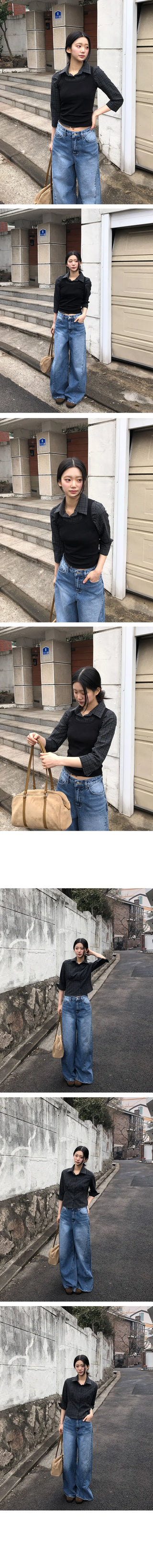 Mati Check Line Pintuck Shirt