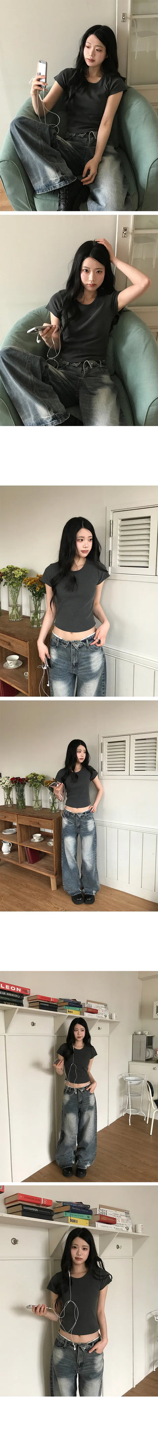 Bico Pigment Slim Ribbed Short Sleeve T-shirt
